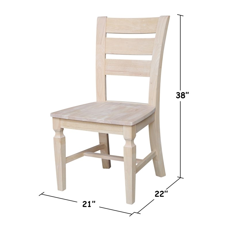 Vista Solid Wood Ladderback Chairs - Set of 2 - Unfinished