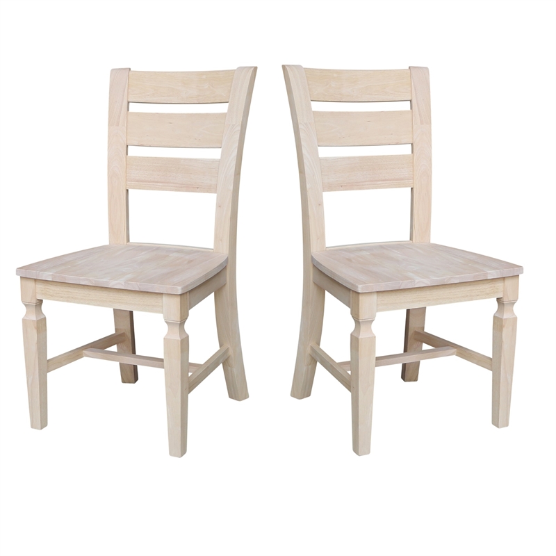 Vista Solid Wood Ladderback Chairs - Set of 2 - Unfinished