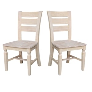 Vista Solid Wood Ladderback Chairs - Set of 2 - Unfinished