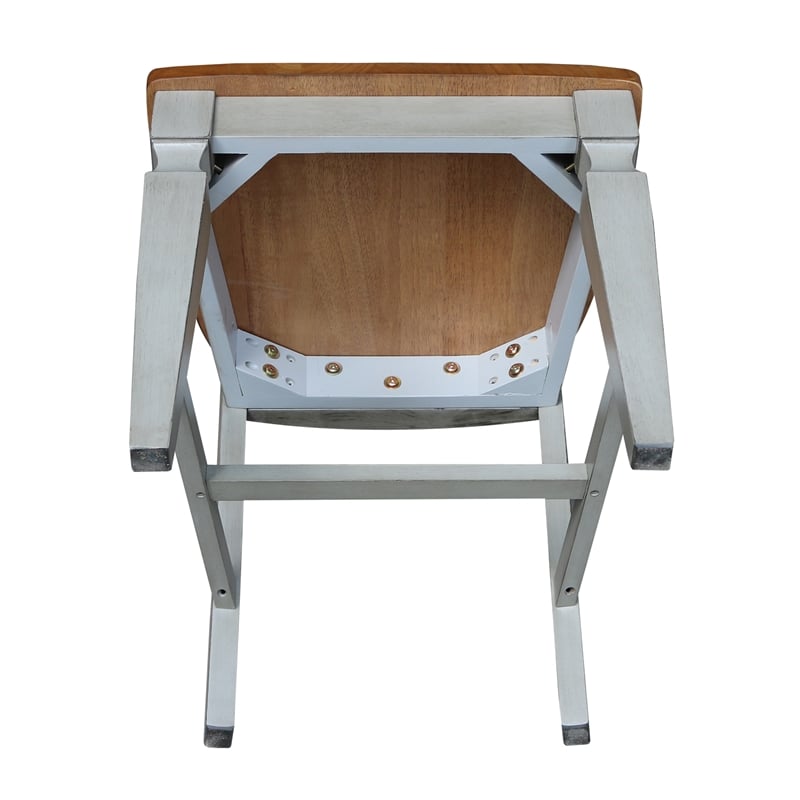 Vista Solid Wood Slat Back Chairs in Distressed Hickory/Stone - Set of 2