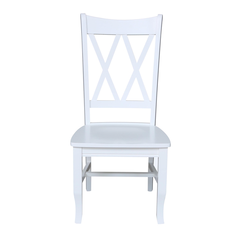 International Concepts Double XX Solid Wood Chairs in White- Set of 2