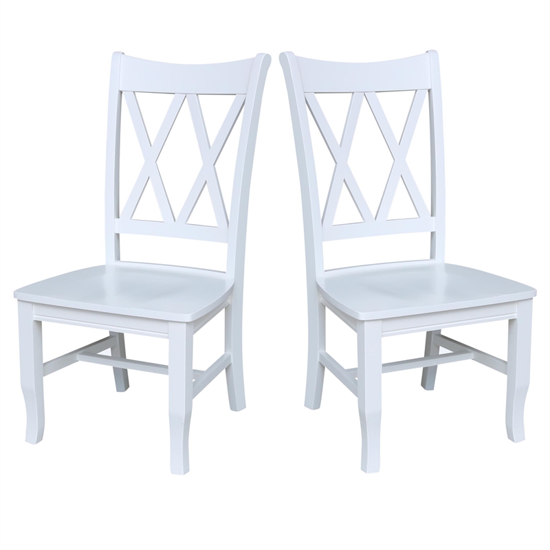 International Concepts Double XX Solid Wood Chairs in White- Set of 2