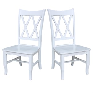 International Concepts Double XX Solid Wood Chairs in White- Set of 2