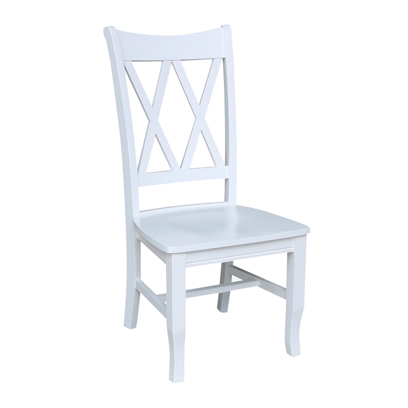 International Concepts Double XX Solid Wood Chairs in White- Set of 2