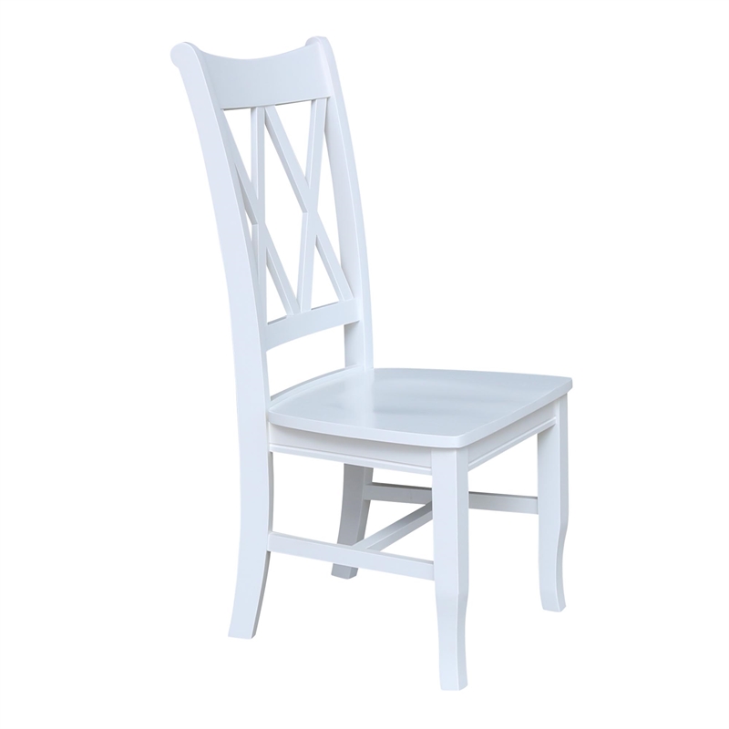 International Concepts Double XX Solid Wood Chairs in White- Set of 2