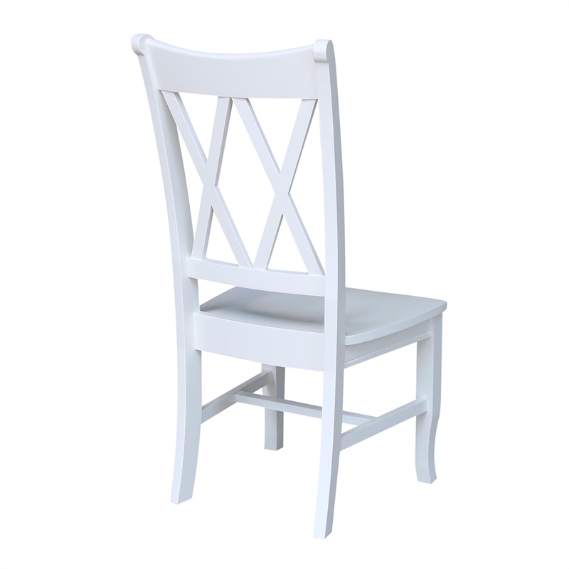 International Concepts Double XX Solid Wood Chairs in White- Set of 2