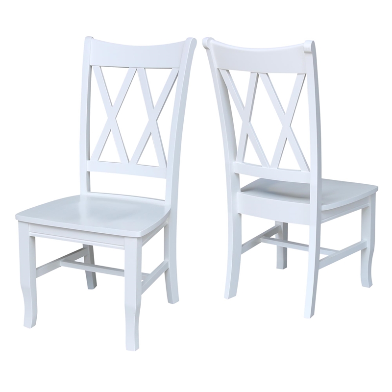 International Concepts Double XX Solid Wood Chairs in White- Set of 2
