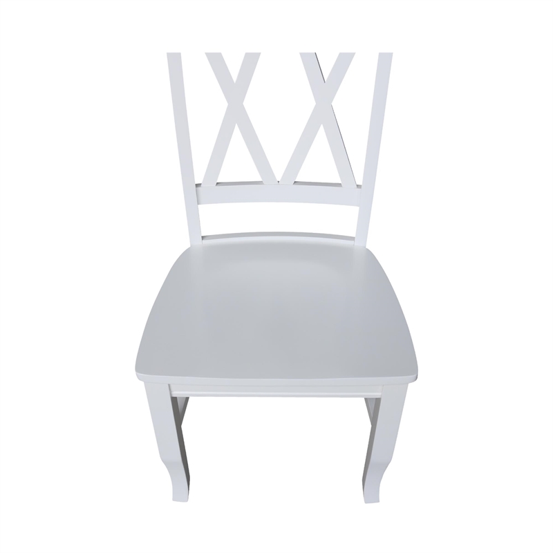 International Concepts Double XX Solid Wood Chairs in White- Set of 2