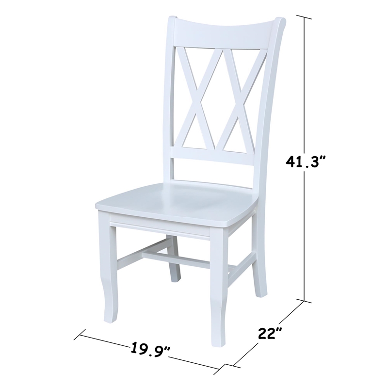 International Concepts Double XX Solid Wood Chairs in White- Set of 2