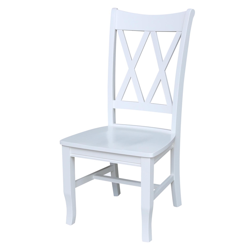 International Concepts Double XX Solid Wood Chairs in White- Set of 2