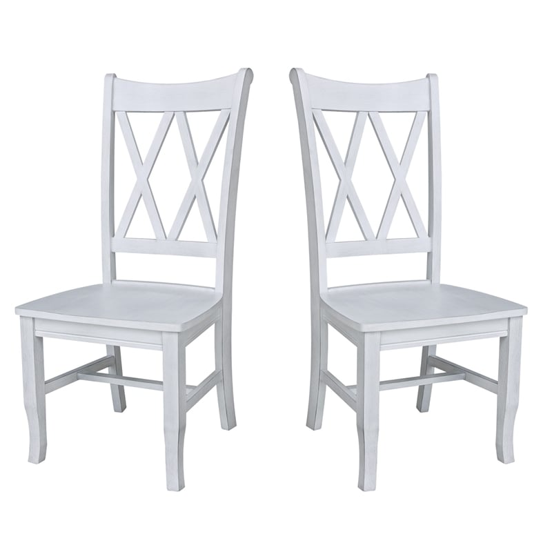 International Concepts Double XX Solid Wood Chairs in Antique Chalk - Set of 2