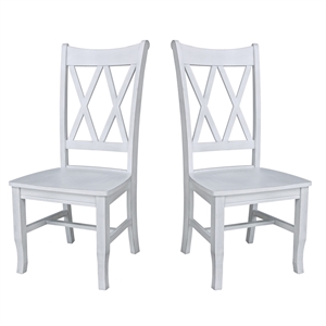 International Concepts Double XX Solid Wood Chairs in Antique Chalk - Set of 2
