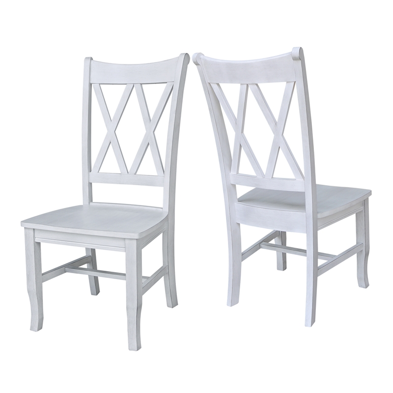 International Concepts Double XX Solid Wood Chairs in Antique Chalk - Set of 2