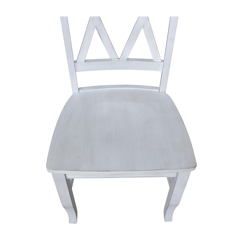 International Concepts Double XX Solid Wood Chairs in Antique Chalk - Set of 2