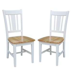San Remo Solid Wood Splatback Chair in White/Natural- Set of 2