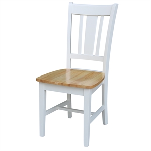 San Remo Solid Wood Splatback Chair in White/Natural- Set of 2