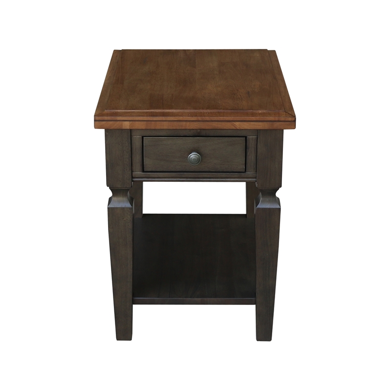 International Concepts Vista Solid Wood End Table in Hickory/Washed Coal