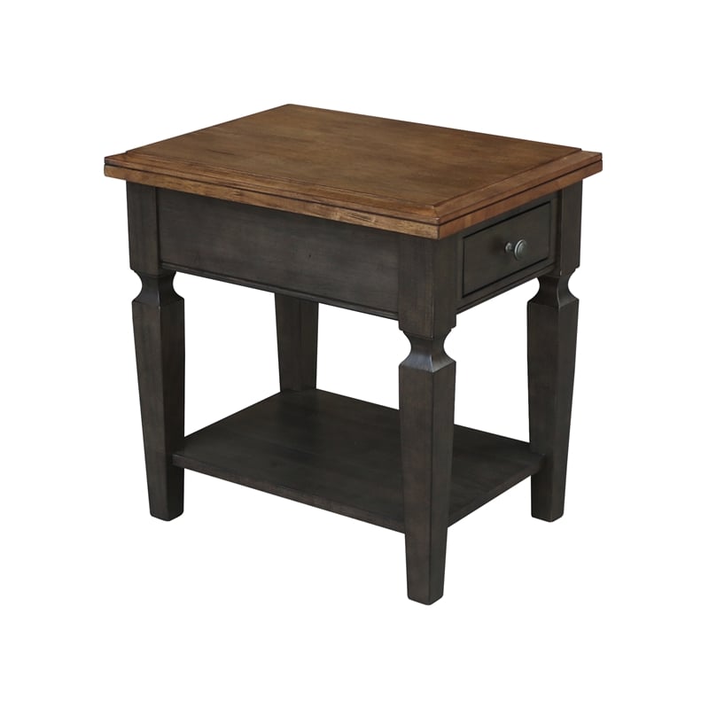 International Concepts Vista Solid Wood End Table in Hickory/Washed Coal