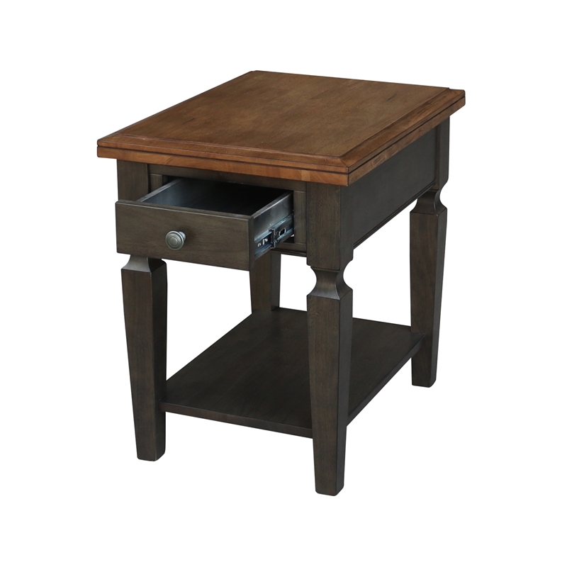 International Concepts Vista Solid Wood End Table in Hickory/Washed Coal