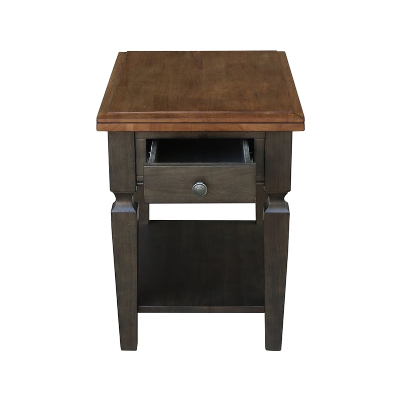 International Concepts Vista Solid Wood End Table in Hickory/Washed Coal