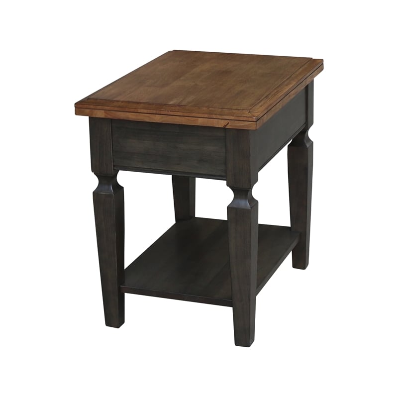 International Concepts Vista Solid Wood End Table in Hickory/Washed Coal