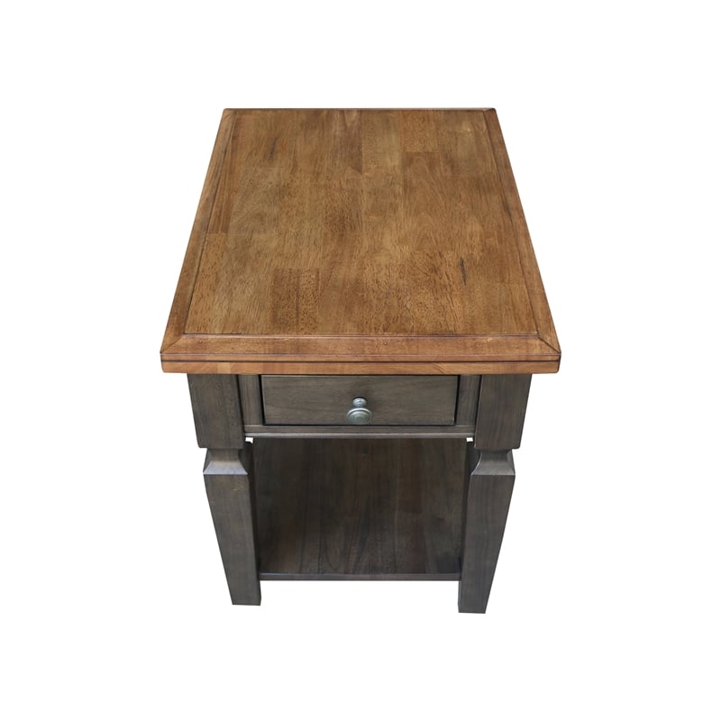 International Concepts Vista Solid Wood End Table in Hickory/Washed Coal