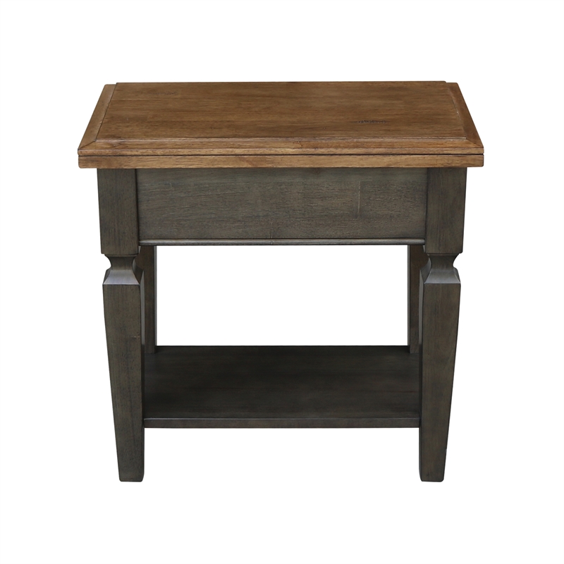 International Concepts Vista Solid Wood Side Table in Hickory/Washed Coal