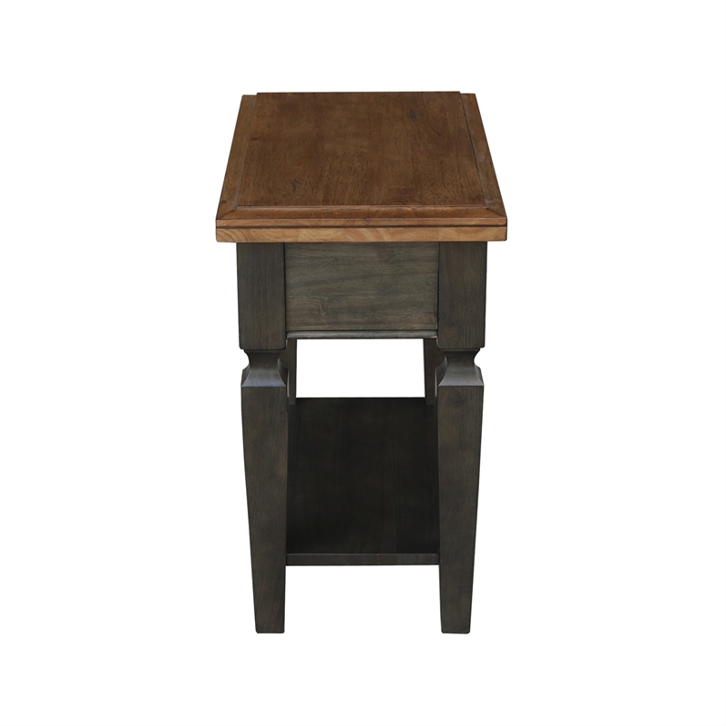 International Concepts Vista Solid Wood Side Table in Hickory/Washed Coal