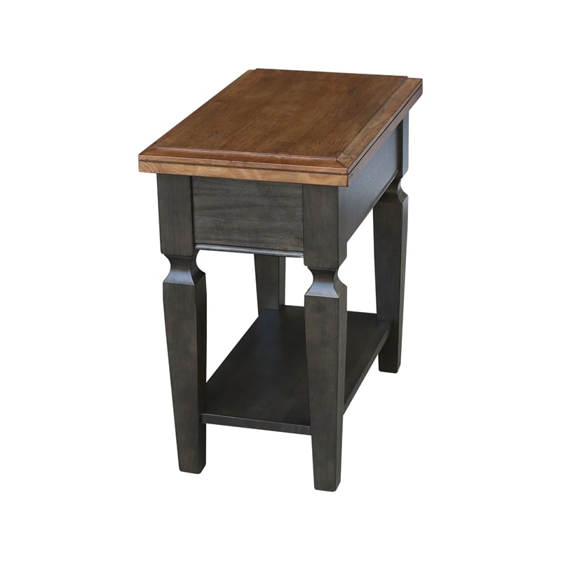 International Concepts Vista Solid Wood Side Table in Hickory/Washed Coal