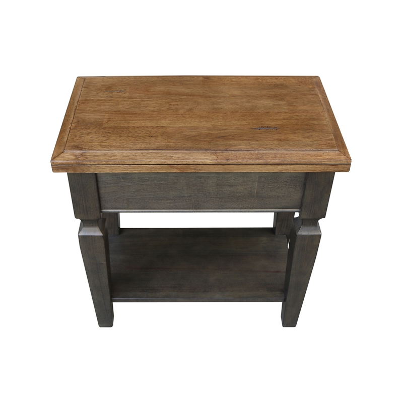 International Concepts Vista Solid Wood Side Table in Hickory/Washed Coal