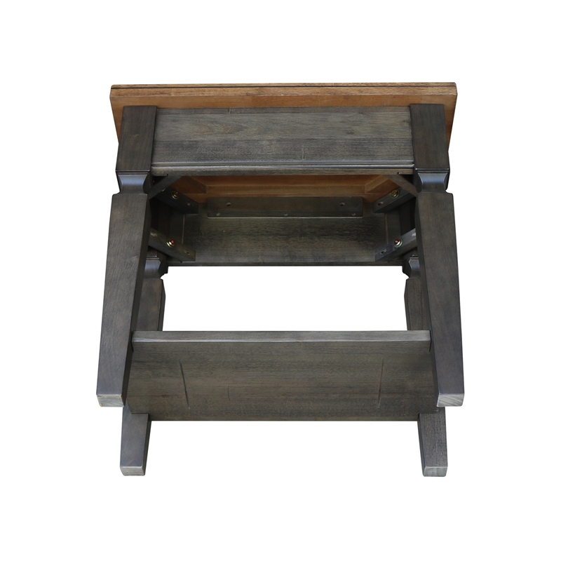 International Concepts Vista Solid Wood Side Table in Hickory/Washed Coal