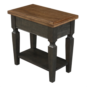 International Concepts Vista Solid Wood Side Table in Hickory/Washed Coal