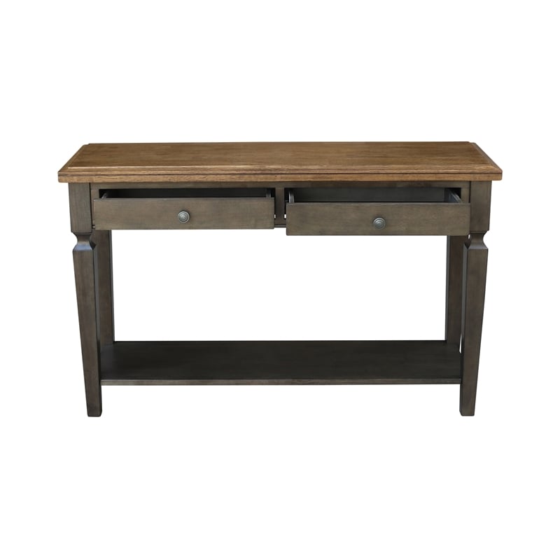 Vista Solid Wood Console/Sofa Table in Hickory/Washed Coal