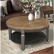 Vista Solid Wood Round Coffee Table in Hickory/Washed Coal