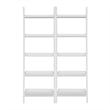 Lean To Shelf Units With 5 Shelves in Linen White - Set of 2 Pieces