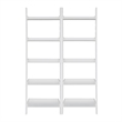 Lean To Shelf Units With 5 Shelves in Linen White - Set of 2 Pieces