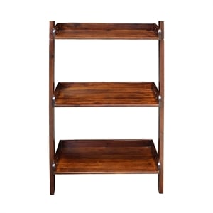 Lean To Shelf Units With 5 Shelves in Espresso - Set of 2 Pieces