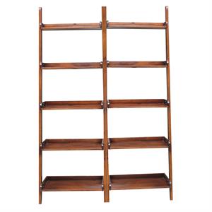 lean to shelf units with 5 shelves in espresso - set of 2 pieces