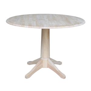 42&quot Round Solid Wood Dual Drop Leaf Pedestal Table - Unfinished