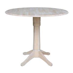42&quot Round Solid Wood Dual Drop Leaf Pedestal Table - Unfinished