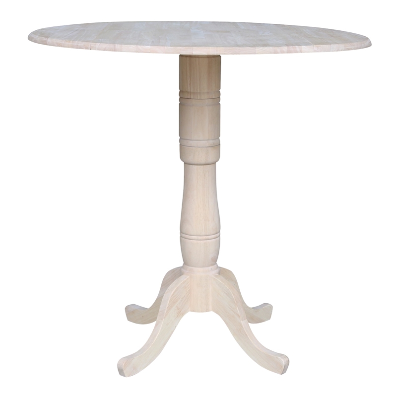 42 Round Solid Wood Dual Drop Leaf, 42 Round White Pedestal Table
