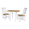 Small Solid Wood Dual Drop Leaf Table with 2 San Remo Chairs in White/Natural
