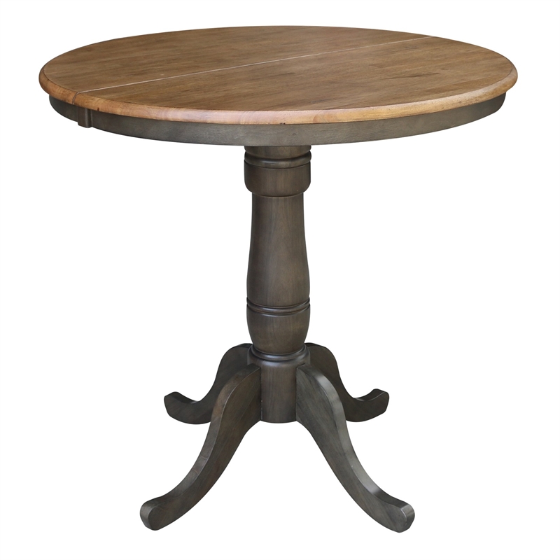 Round Wood Counter Height Dining Table, Round Counter Height Dining Table With Leaf