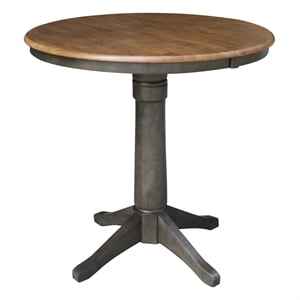 36&quot Round Wood Counter Height Dining Table with 12&quot Leaf in Hickory/Washed Coal