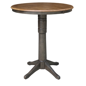 36&quot Round Multi-Color Wood Bar Height Dining Table with 12&quot Leaf