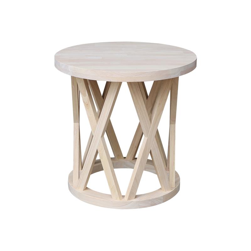 International Concepts Round Ceylon Solid Wood End Table Unfinished