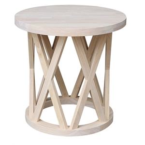 International Concepts Round Ceylon Solid Wood End Table Unfinished