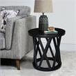 International Concepts Round Ceylon Solid Wood End Table Black