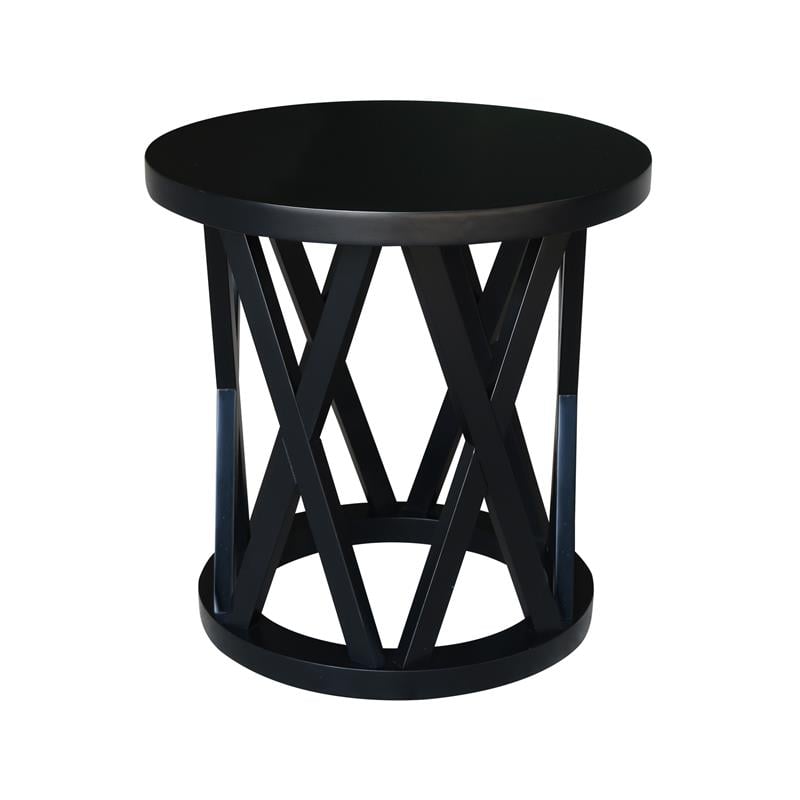 International Concepts Round Ceylon Solid Wood End Table Black