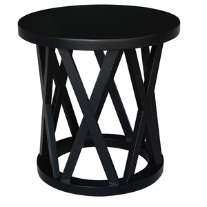 International Concepts Round Ceylon Solid Wood End Table Black